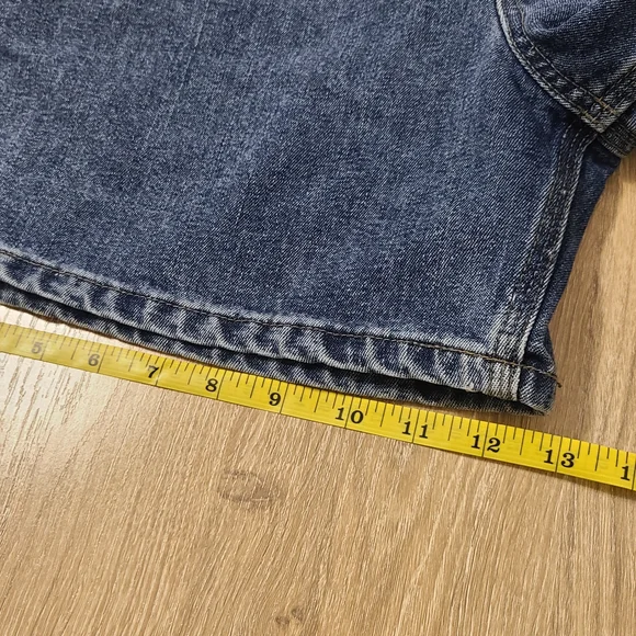Vintage Lee Riveted Jean Shortalls Blue Denim Jorts  Womens XL R Garden Girl - Picture 8 of 9